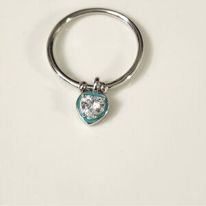 Sterling silver heart charm ring